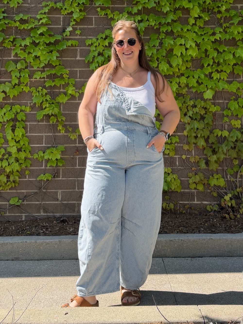GAP UltraSoft Denim Horseshoe overalls- blue railroad stripe